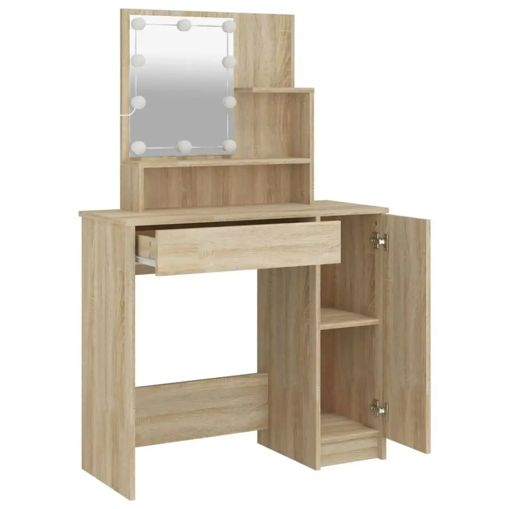 Dressing Table with LED Sonoma Oak 86.5x35x136 cm 808813