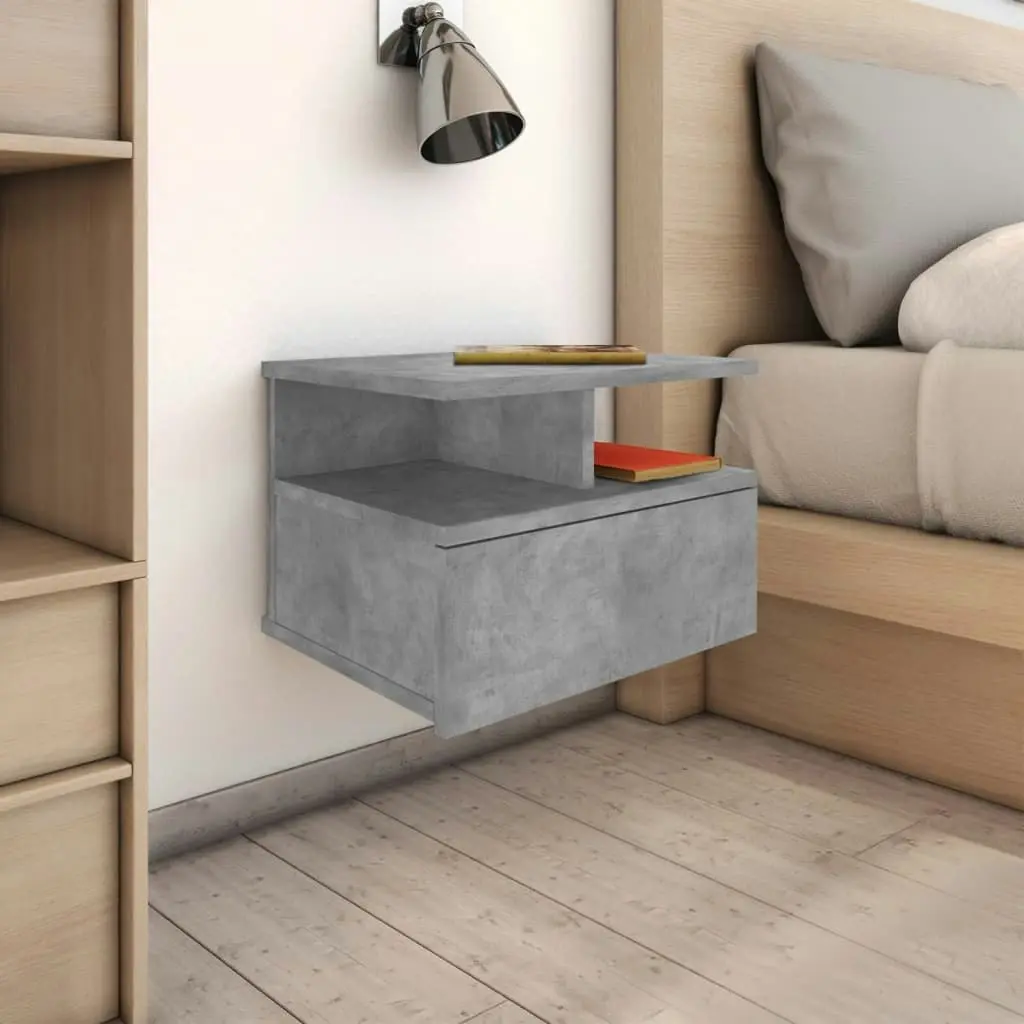 Floating Nightstand Concrete Grey 40x31x27 cm Engineered Wood 800413