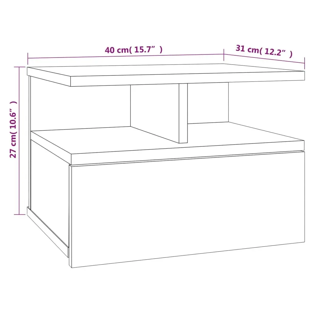 Floating Nightstand Concrete Grey 40x31x27 cm Engineered Wood 800413