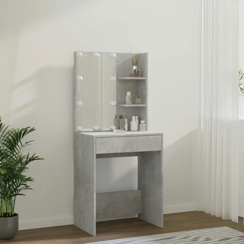 Dressing Table with LED Concrete Grey 60x40x140 cm 808832