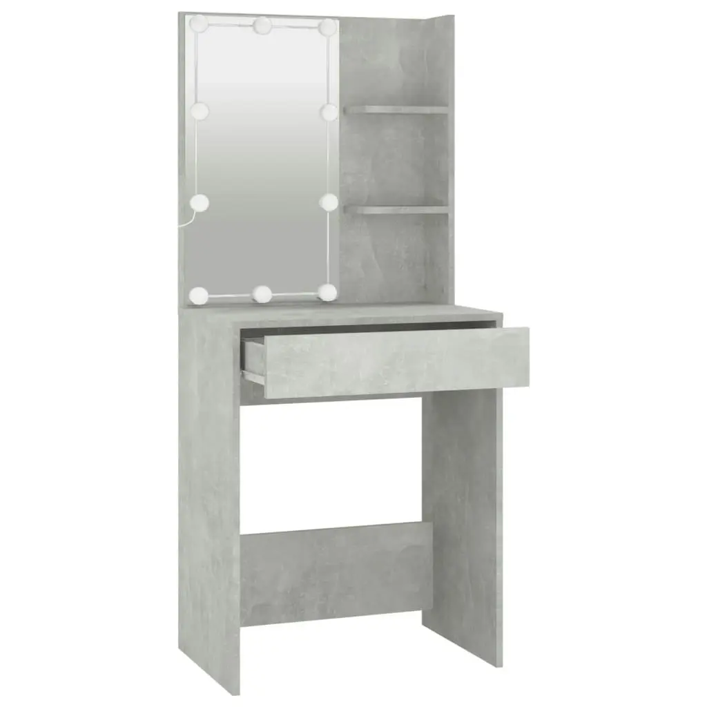 Dressing Table with LED Concrete Grey 60x40x140 cm 808832