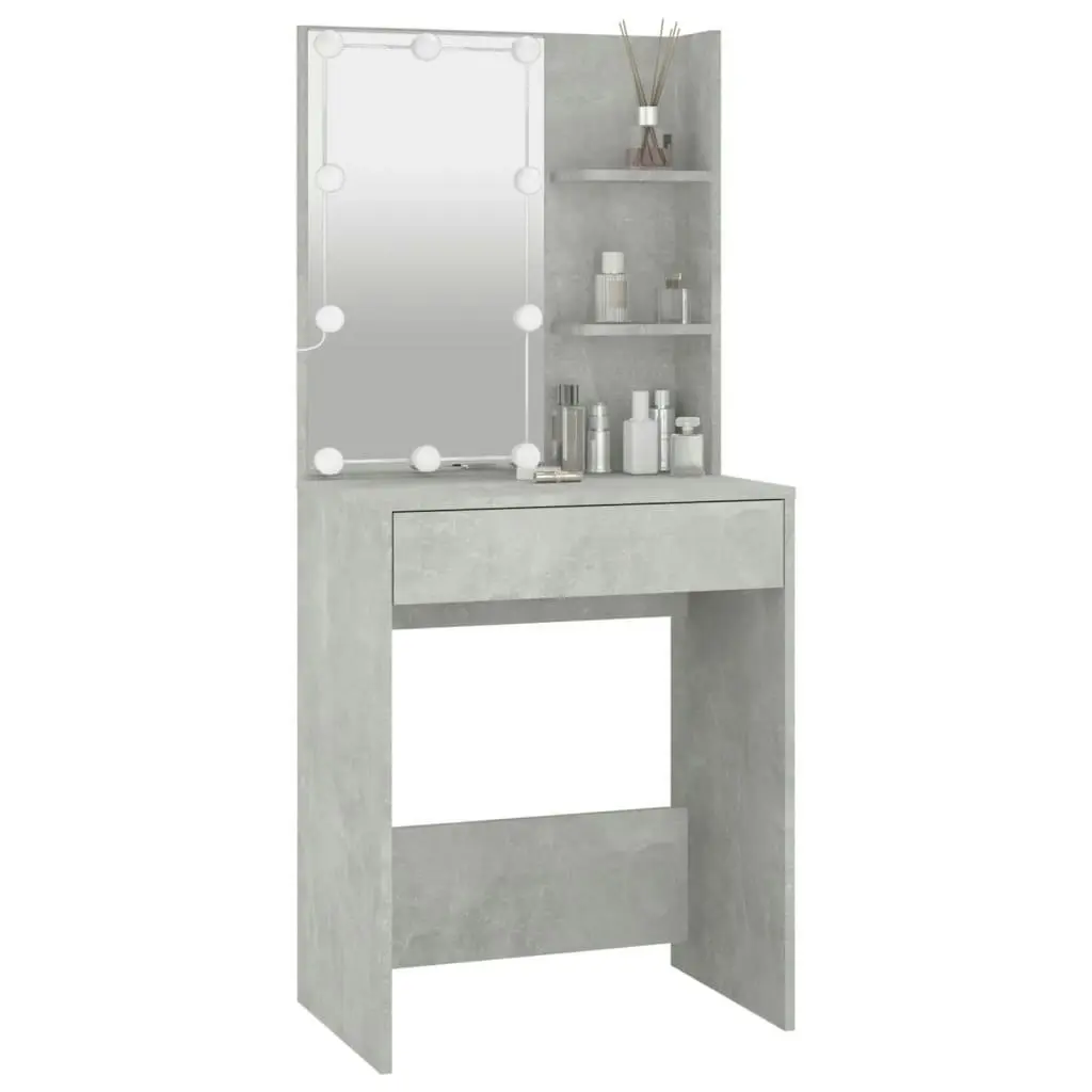 Dressing Table with LED Concrete Grey 60x40x140 cm 808832