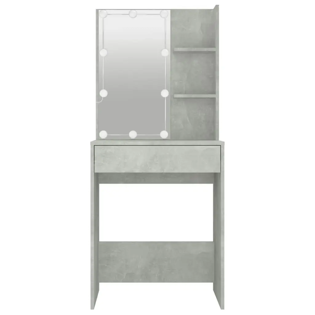 Dressing Table with LED Concrete Grey 60x40x140 cm 808832