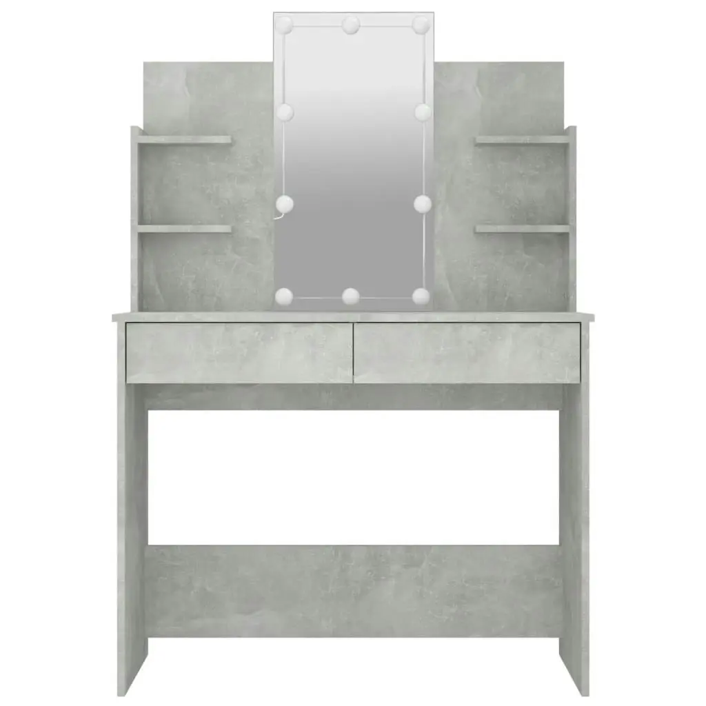 Dressing Table with LED Concrete Grey 96x40x142 cm 808823