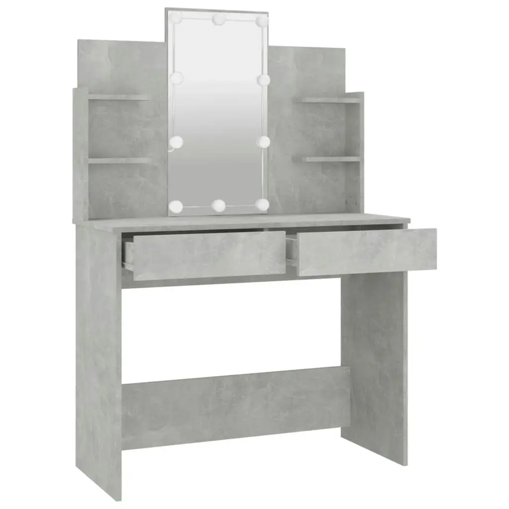 Dressing Table with LED Concrete Grey 96x40x142 cm 808823