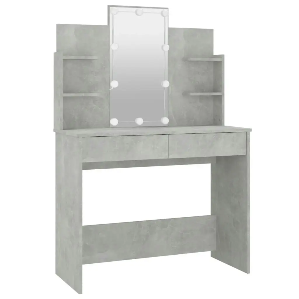 Dressing Table with LED Concrete Grey 96x40x142 cm 808823