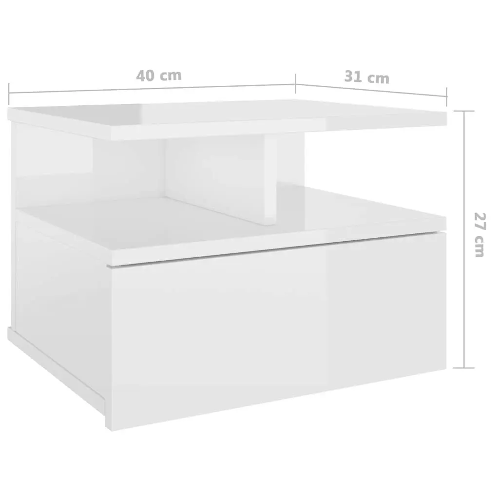 Floating Nightstands 2 pcs High Gloss White 40x31x27 cm Engineered Wood 800418