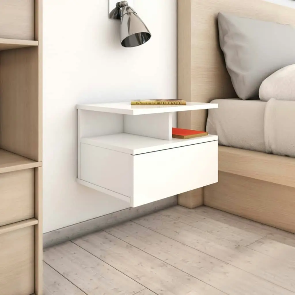 Floating Nightstands 2 pcs High Gloss White 40x31x27 cm Engineered Wood 800418