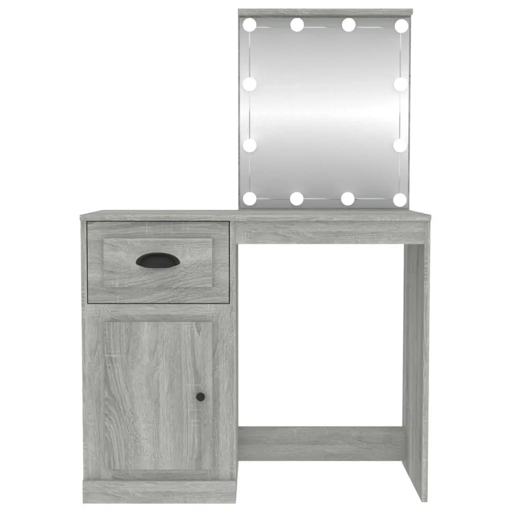 Dressing Table with LED Grey Sonoma 90x50x132.5 cm Engineered Wood 816774