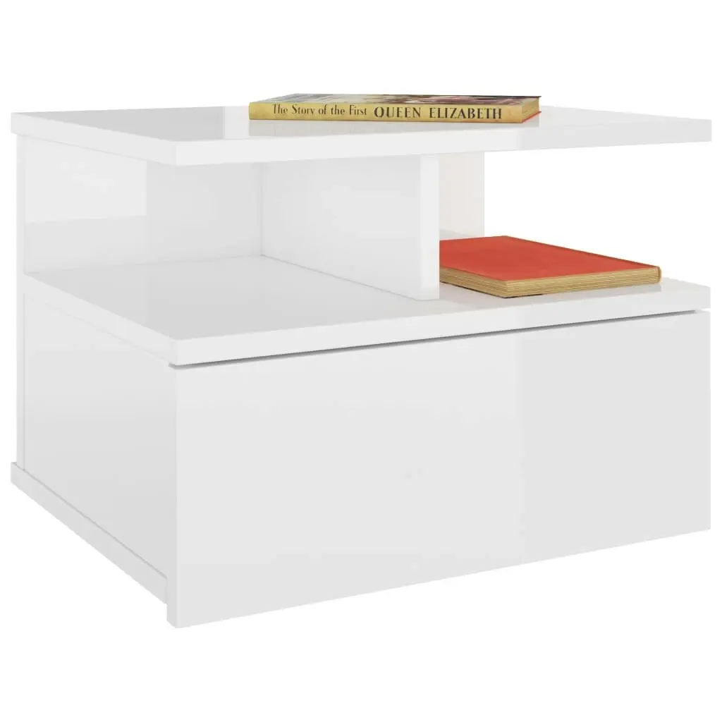 Floating Nightstand High Gloss White 40x31x27 cm Engineered Wood 800417