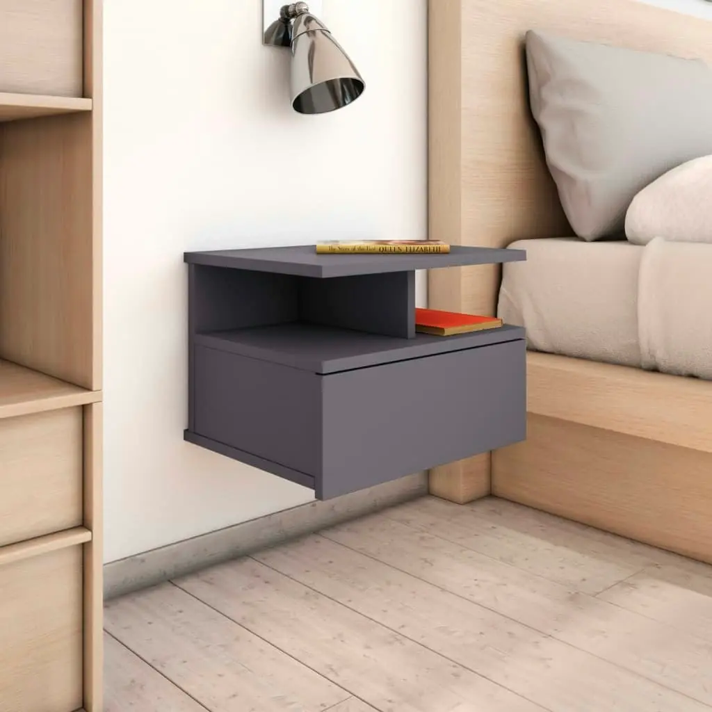 Floating Nightstands 2 pcs Grey 40x31x27 cm Engineered Wood 800410