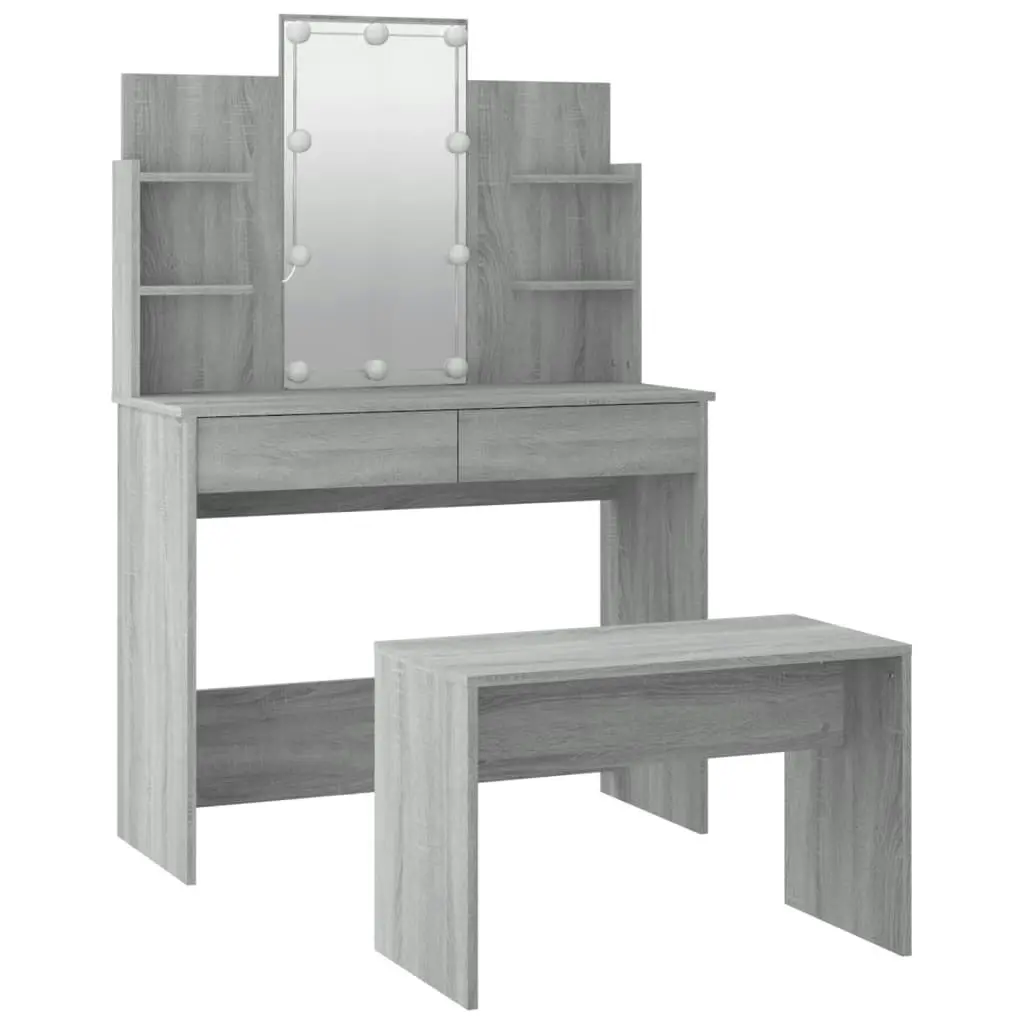 Dressing Table Set with LED Grey Sonoma Engineered Wood 3114129