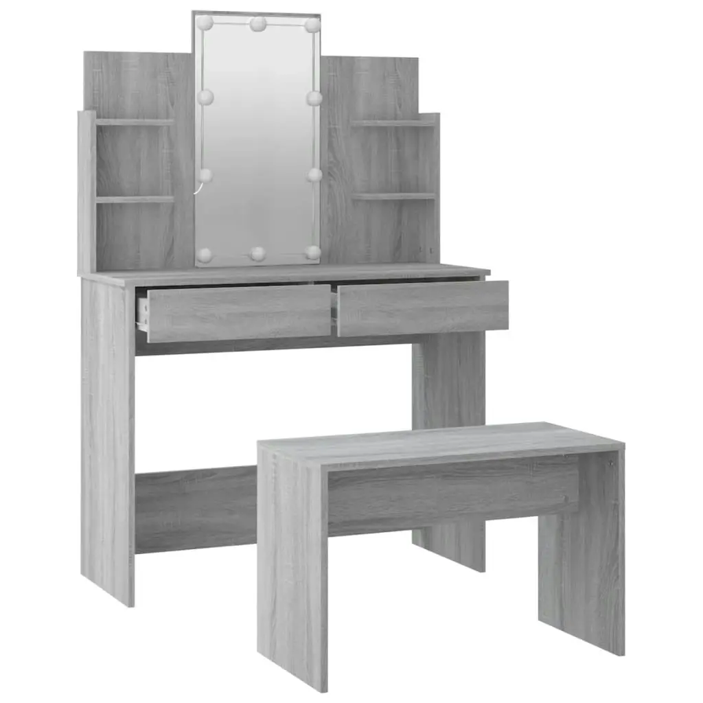 Dressing Table Set with LED Grey Sonoma Engineered Wood 3114129