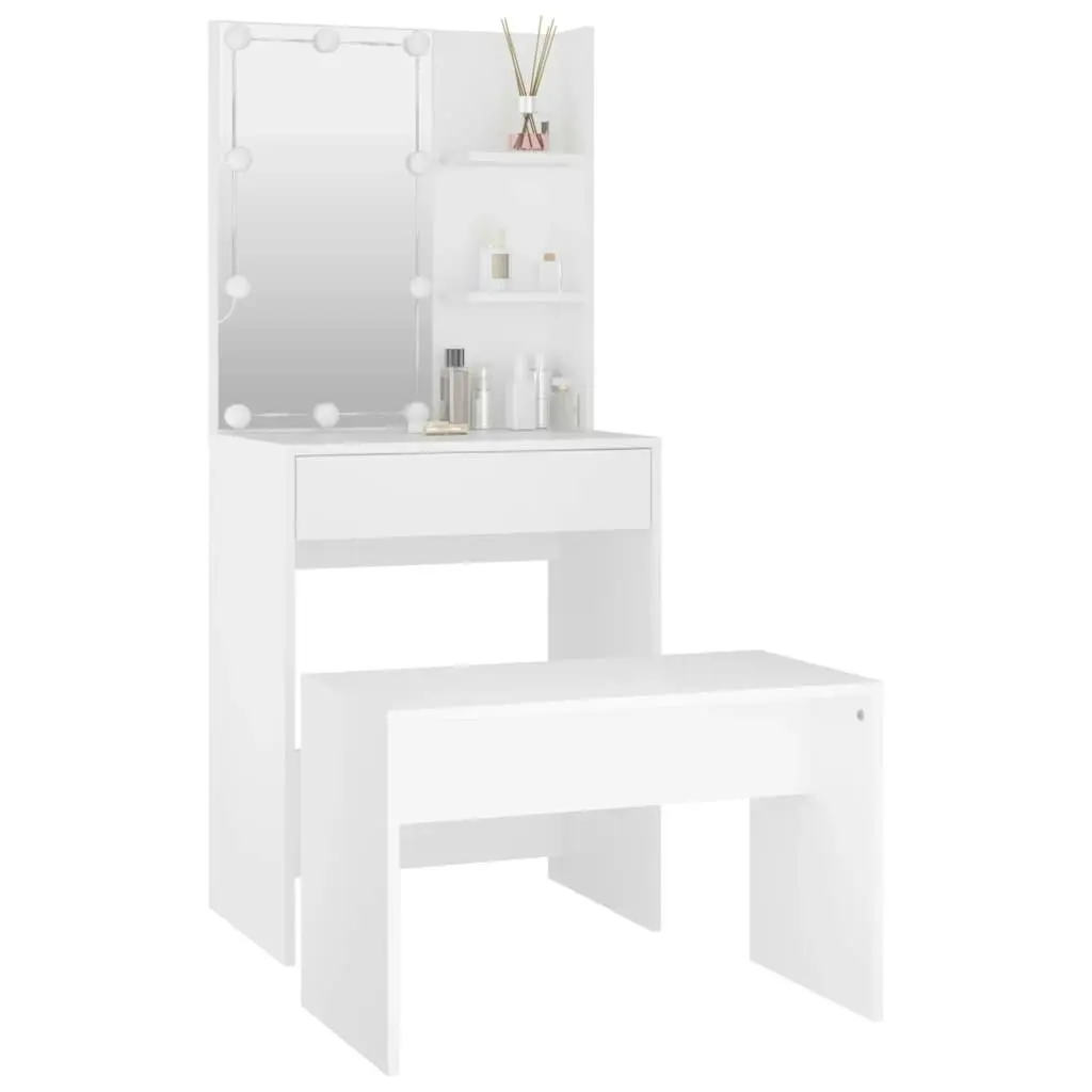 Dressing Table Set with LED White Engineered Wood 3114131