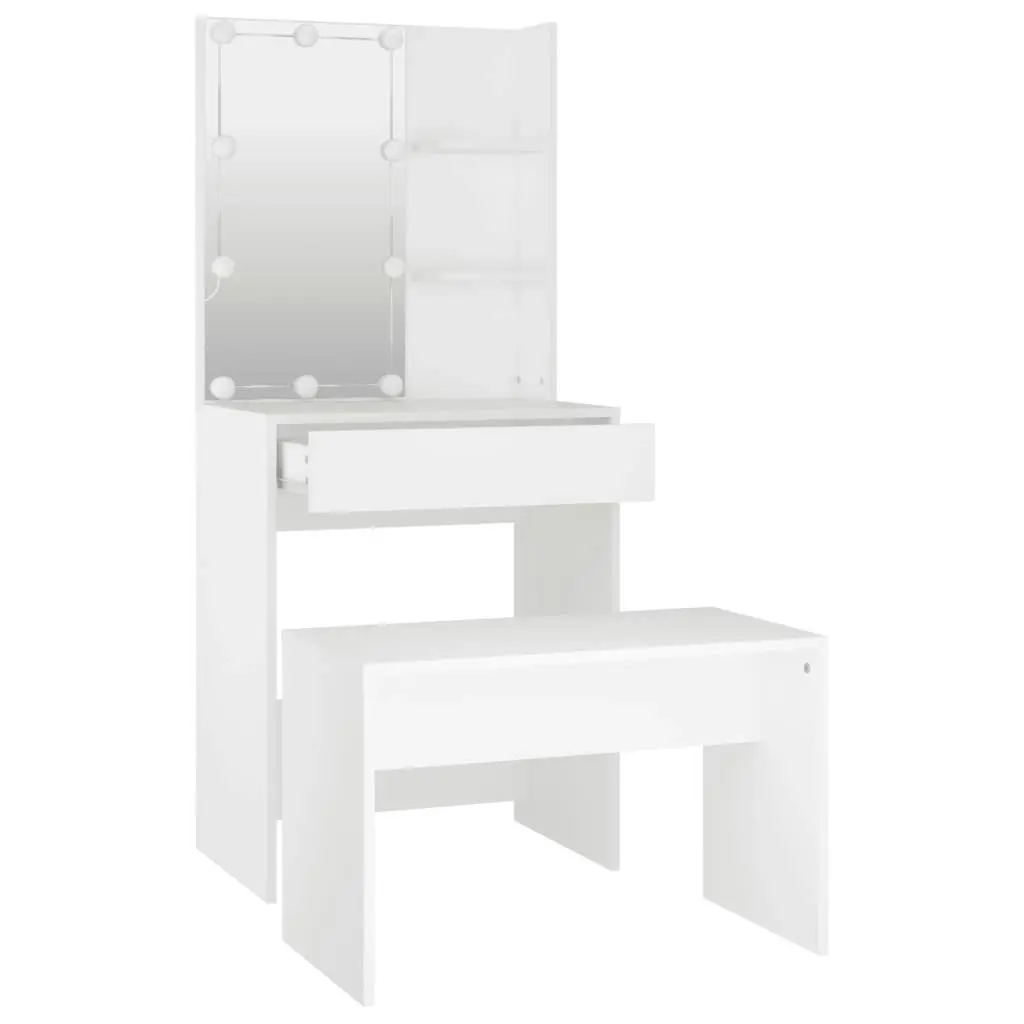 Dressing Table Set with LED White Engineered Wood 3114131