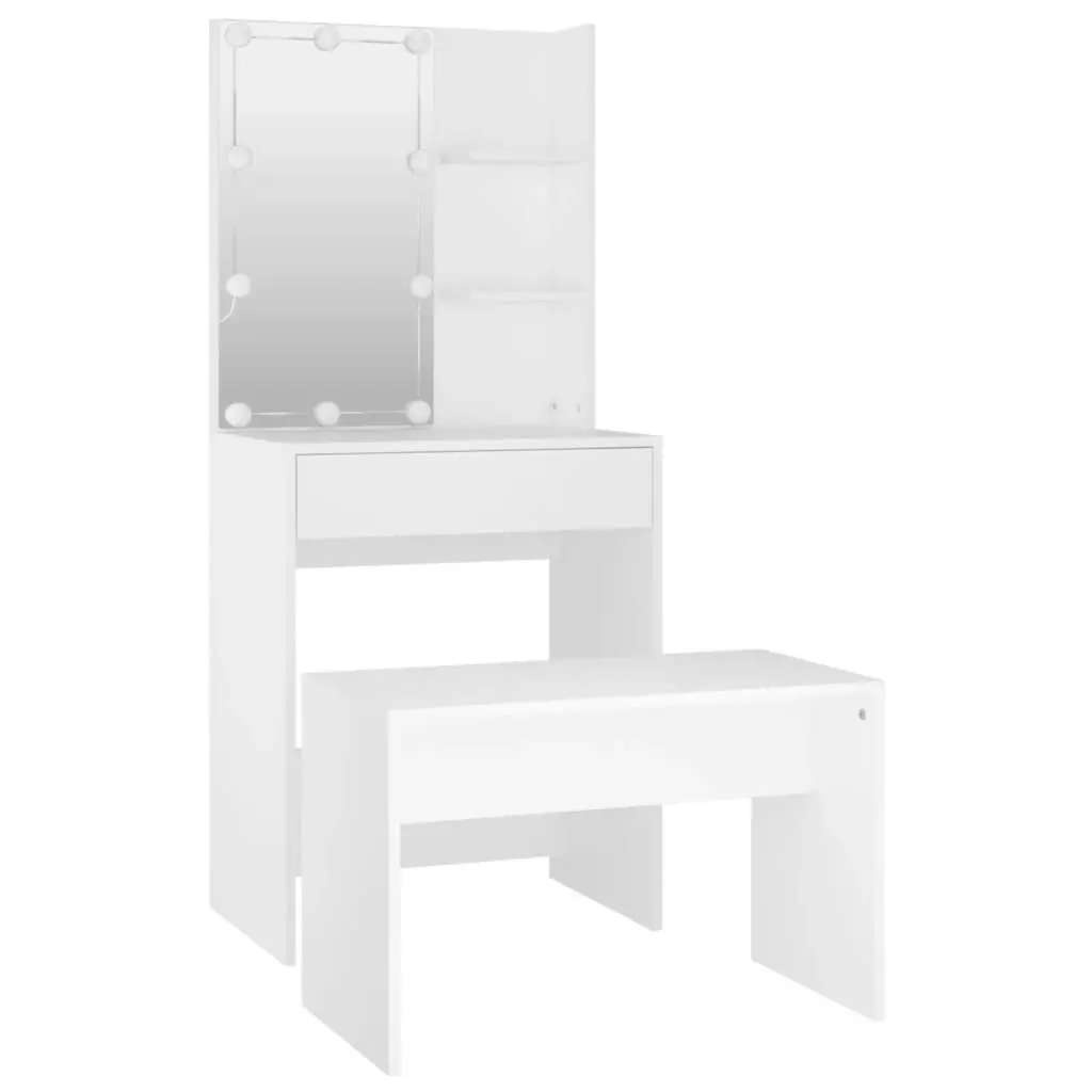 Dressing Table Set with LED White Engineered Wood 3114131