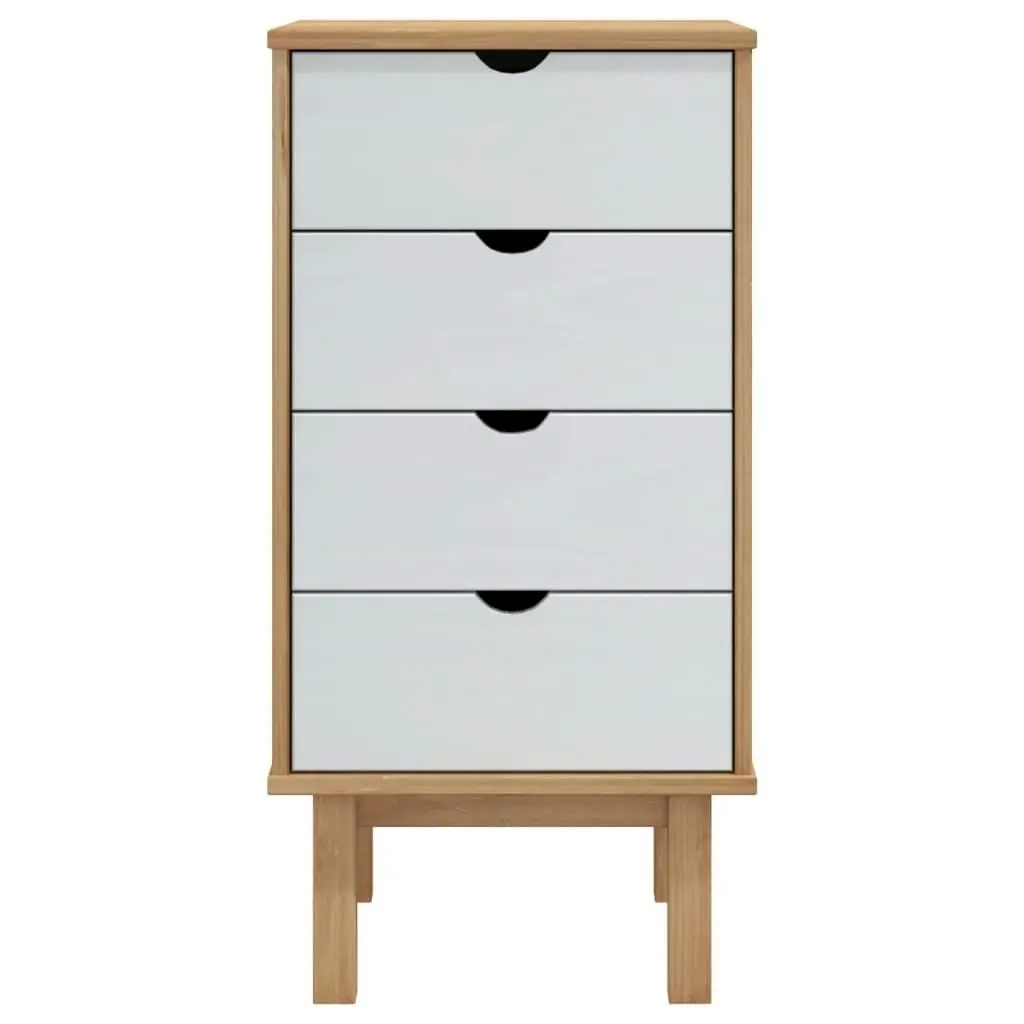 Drawer Cabinet OTTA Brown&White 45x39x90cm Solid Wood Pine 348581