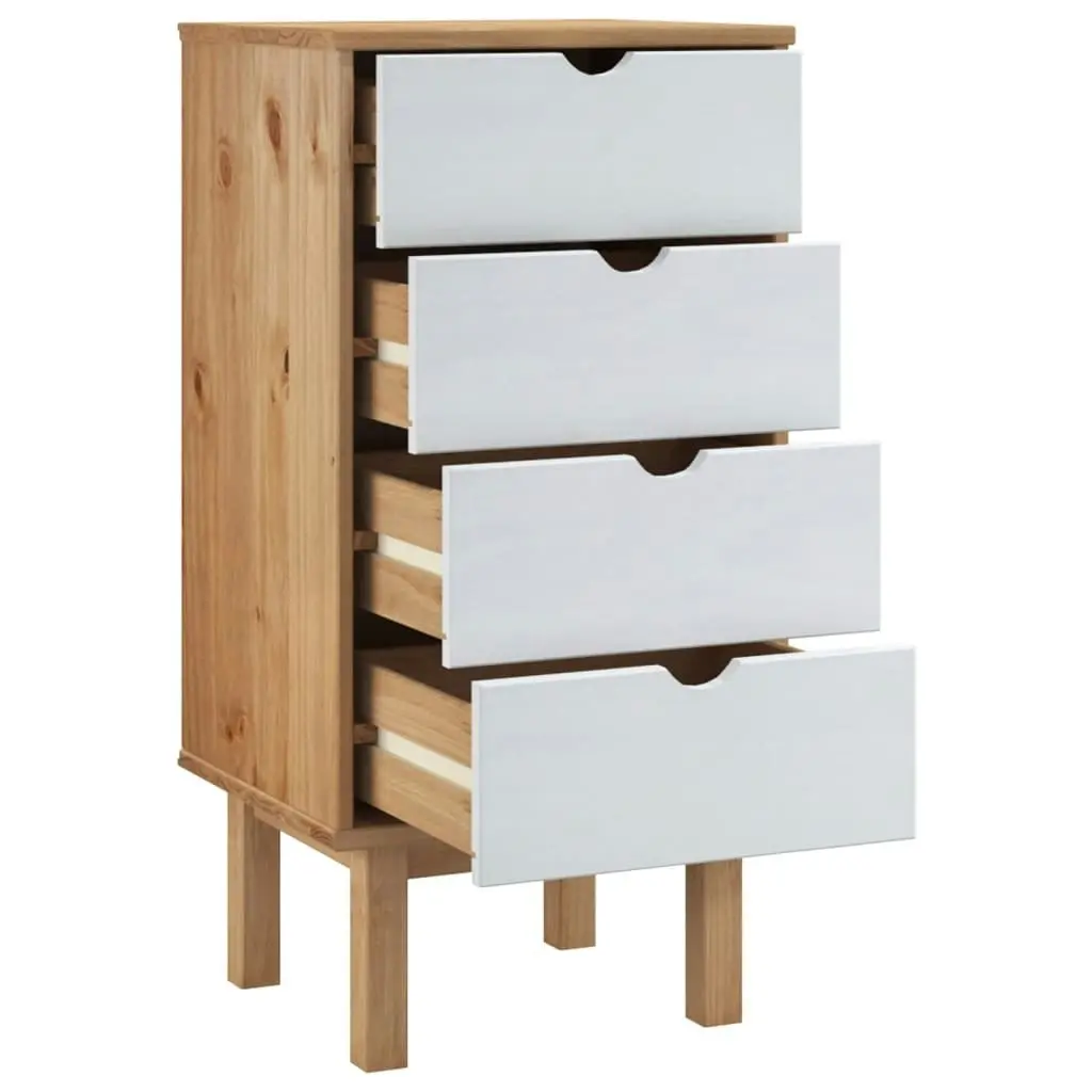 Drawer Cabinet OTTA Brown&White 45x39x90cm Solid Wood Pine 348581