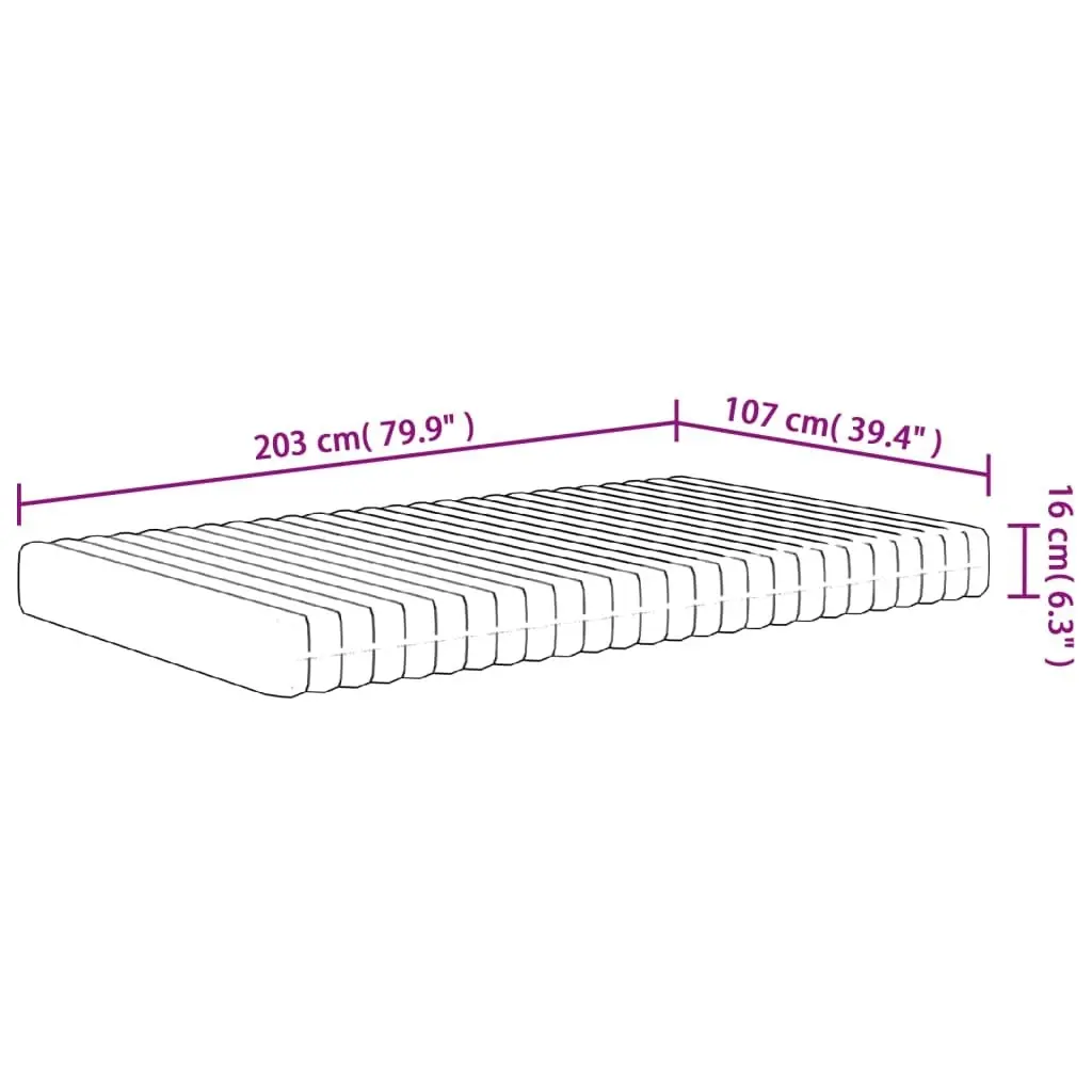 Foam Mattress Medium Soft 107x203 cm King Single Size 373046