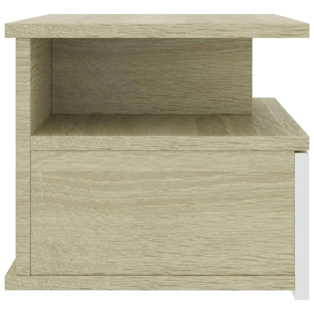 Floating Nightstands 2 pcs White and Sonoma Oak 40x31x27 cm Engineered Wood 800416