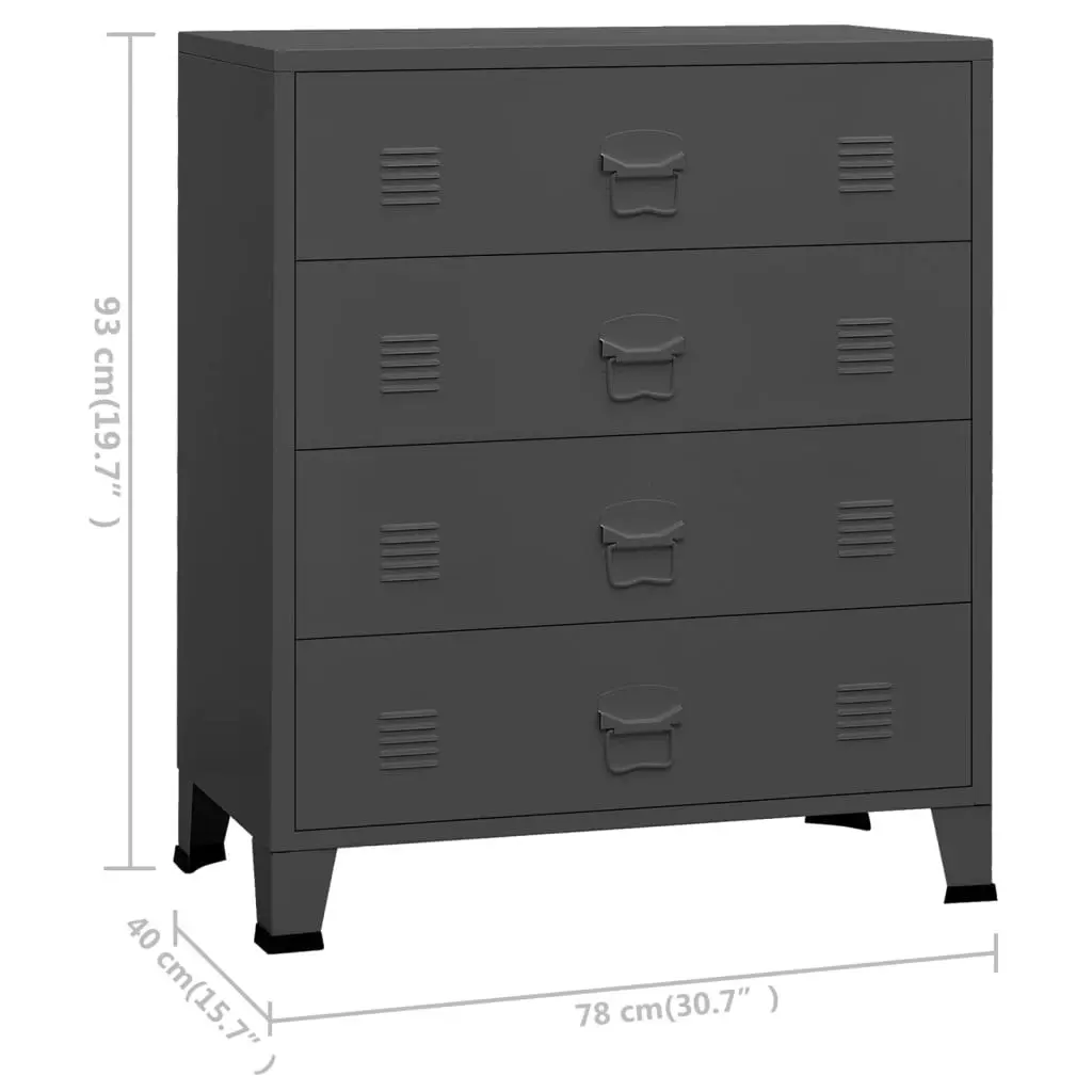 Industrial Drawer Cabinet Anthracite 78x40x93 cm Metal 339617