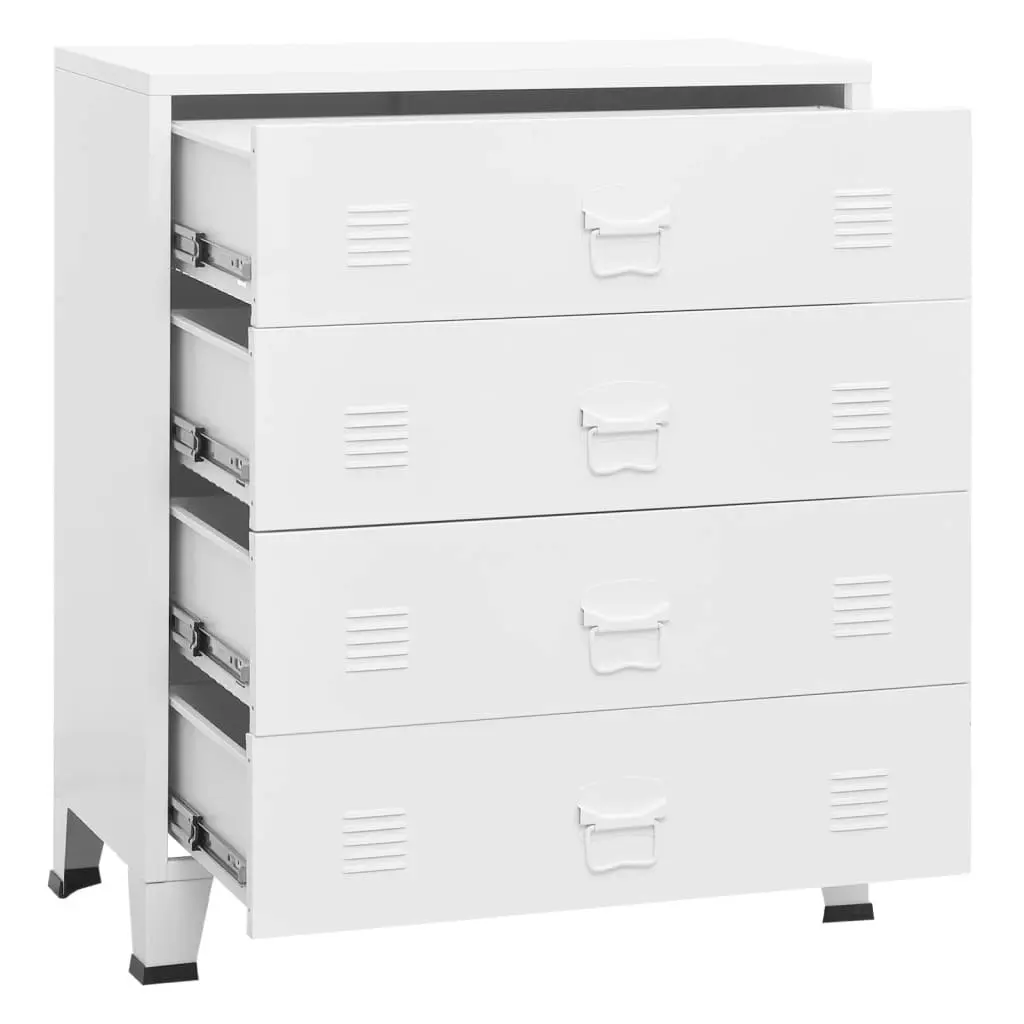 Industrial Drawer Cabinet White 78x40x93 cm Metal 339616