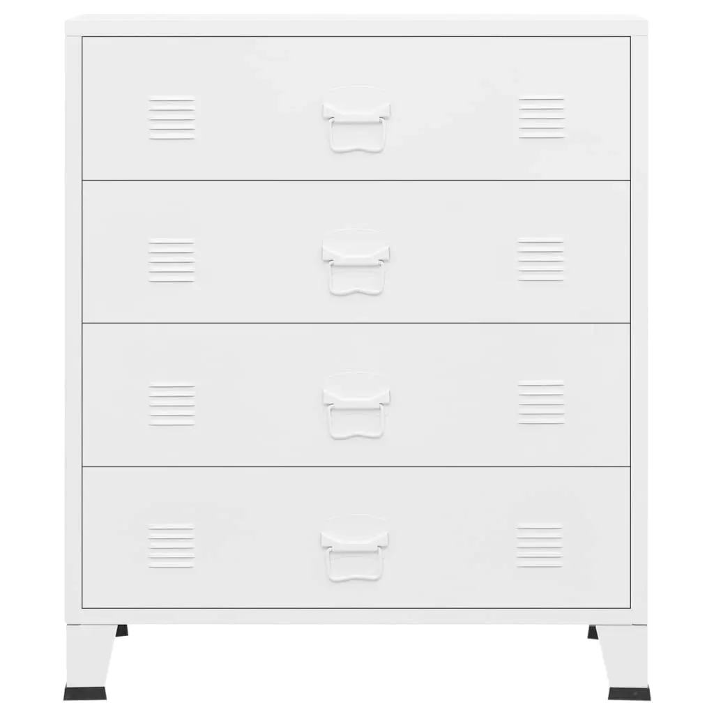 Industrial Drawer Cabinet White 78x40x93 cm Metal 339616