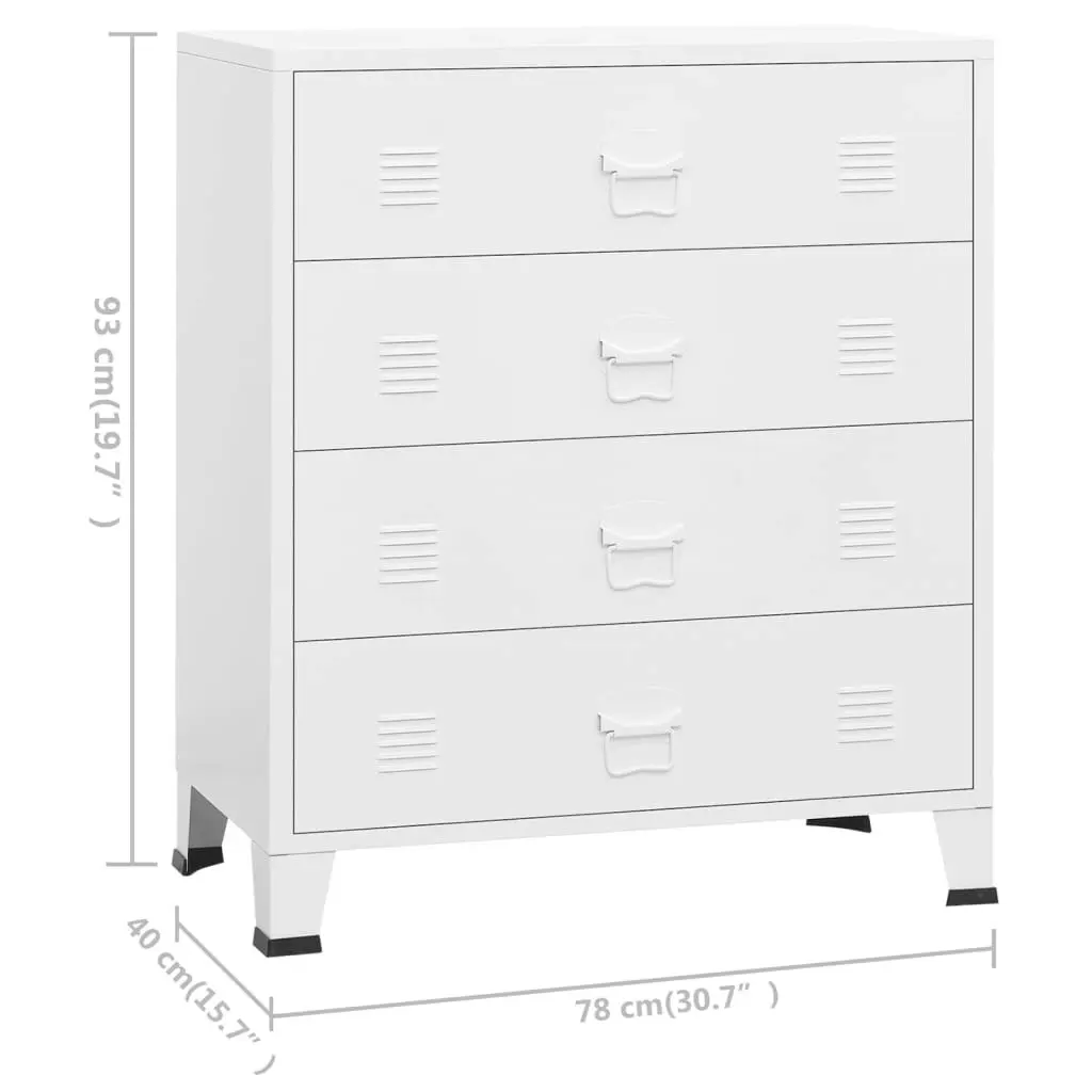 Industrial Drawer Cabinet White 78x40x93 cm Metal 339616