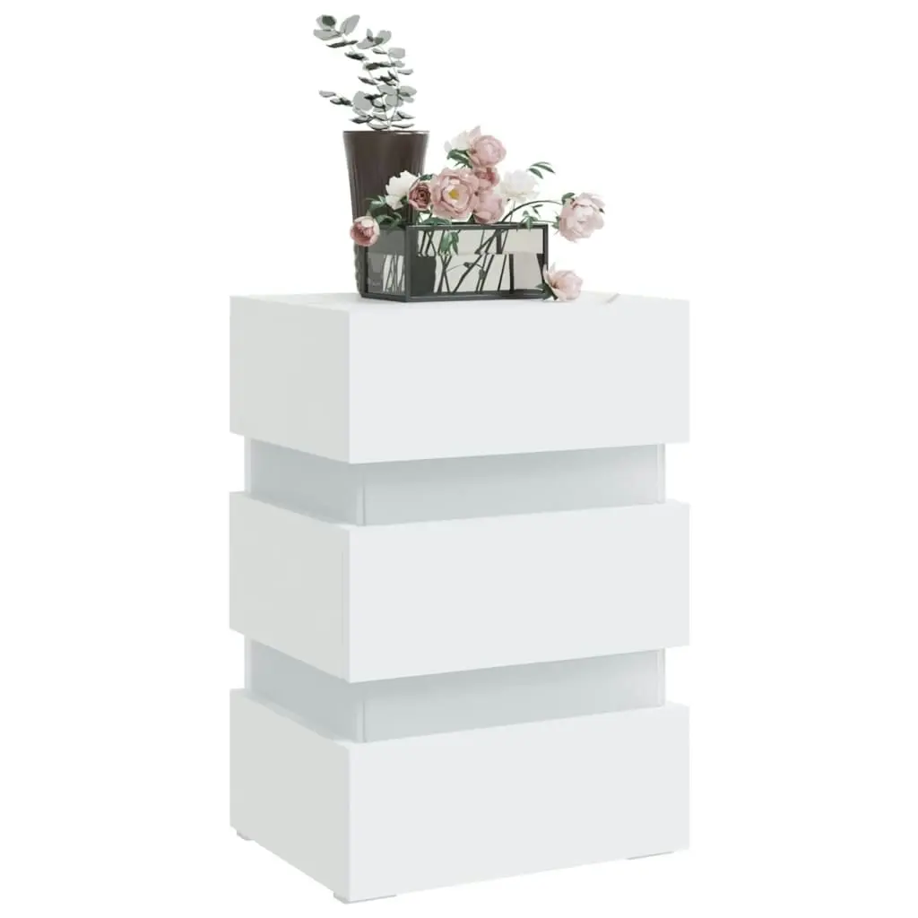 LED Bedside Cabinet White 45x35x67 cm Engineered Wood 326840