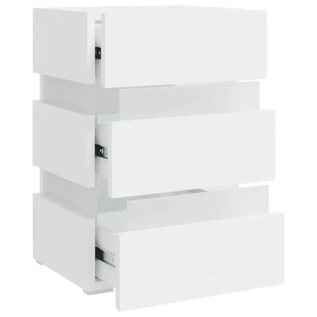 LED Bedside Cabinet White 45x35x67 cm Engineered Wood 326840