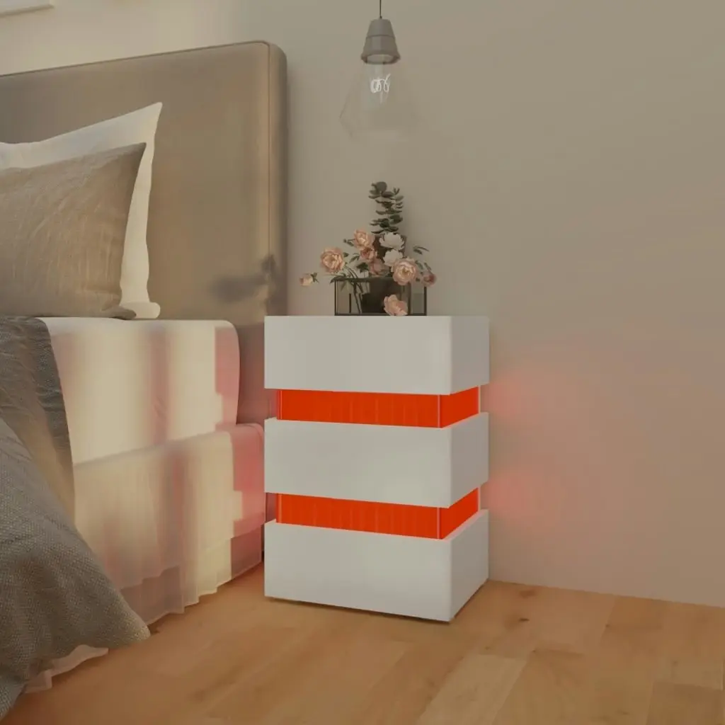 LED Bedside Cabinet White 45x35x67 cm Engineered Wood 326840