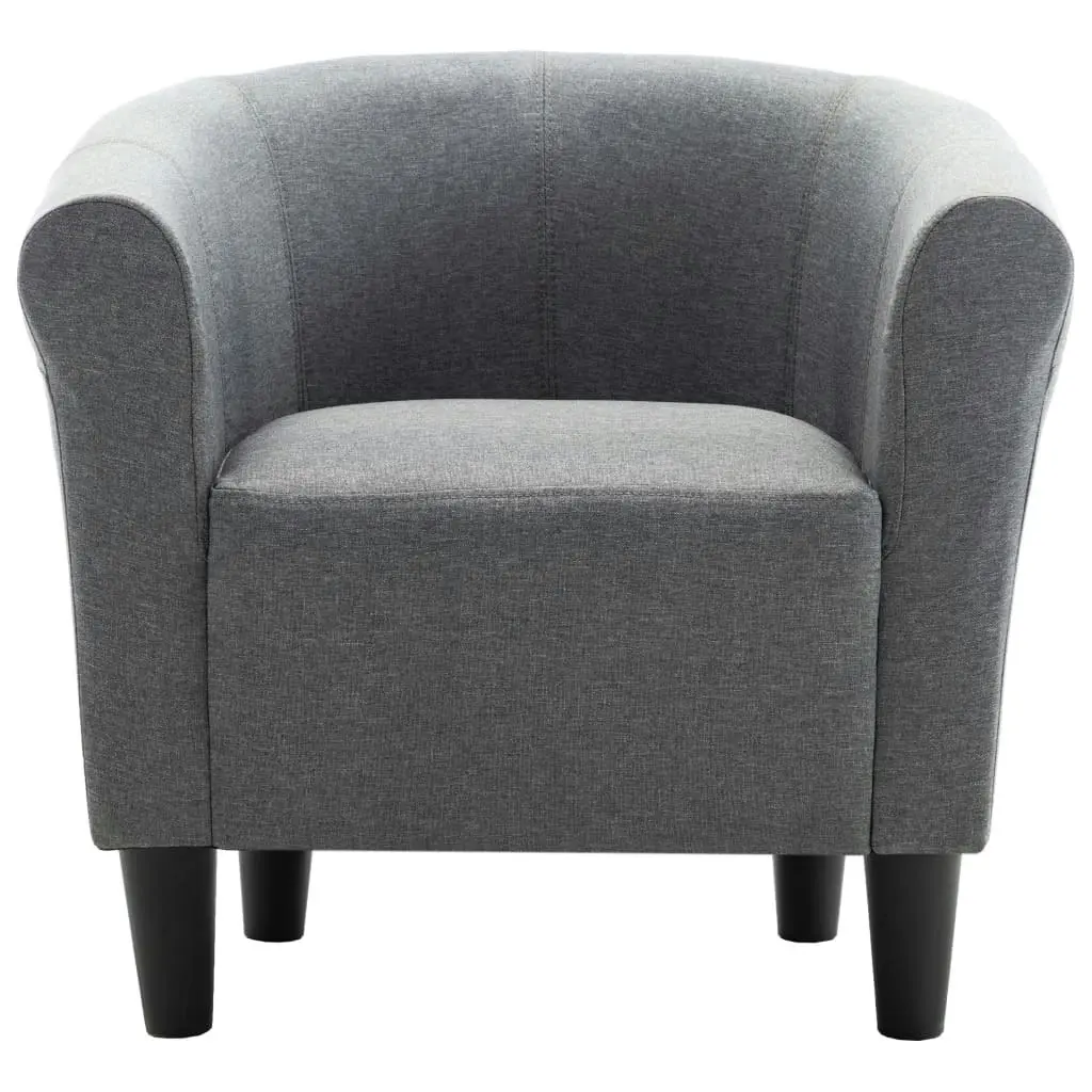 2 Piece Armchair and Stool Set Light Grey Fabric 248034