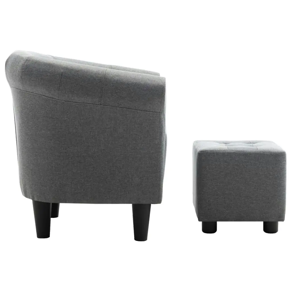 2 Piece Armchair and Stool Set Light Grey Fabric 248034