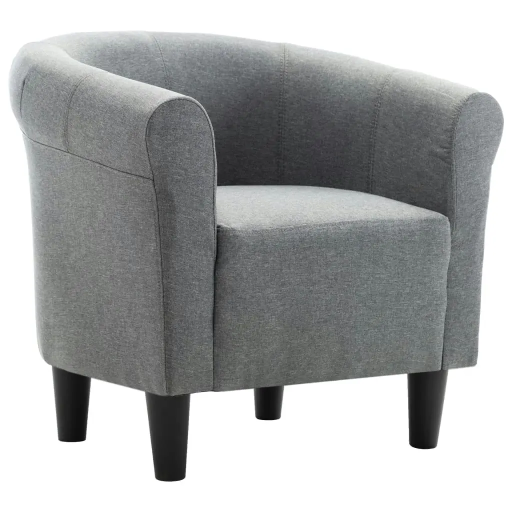 2 Piece Armchair and Stool Set Light Grey Fabric 248034