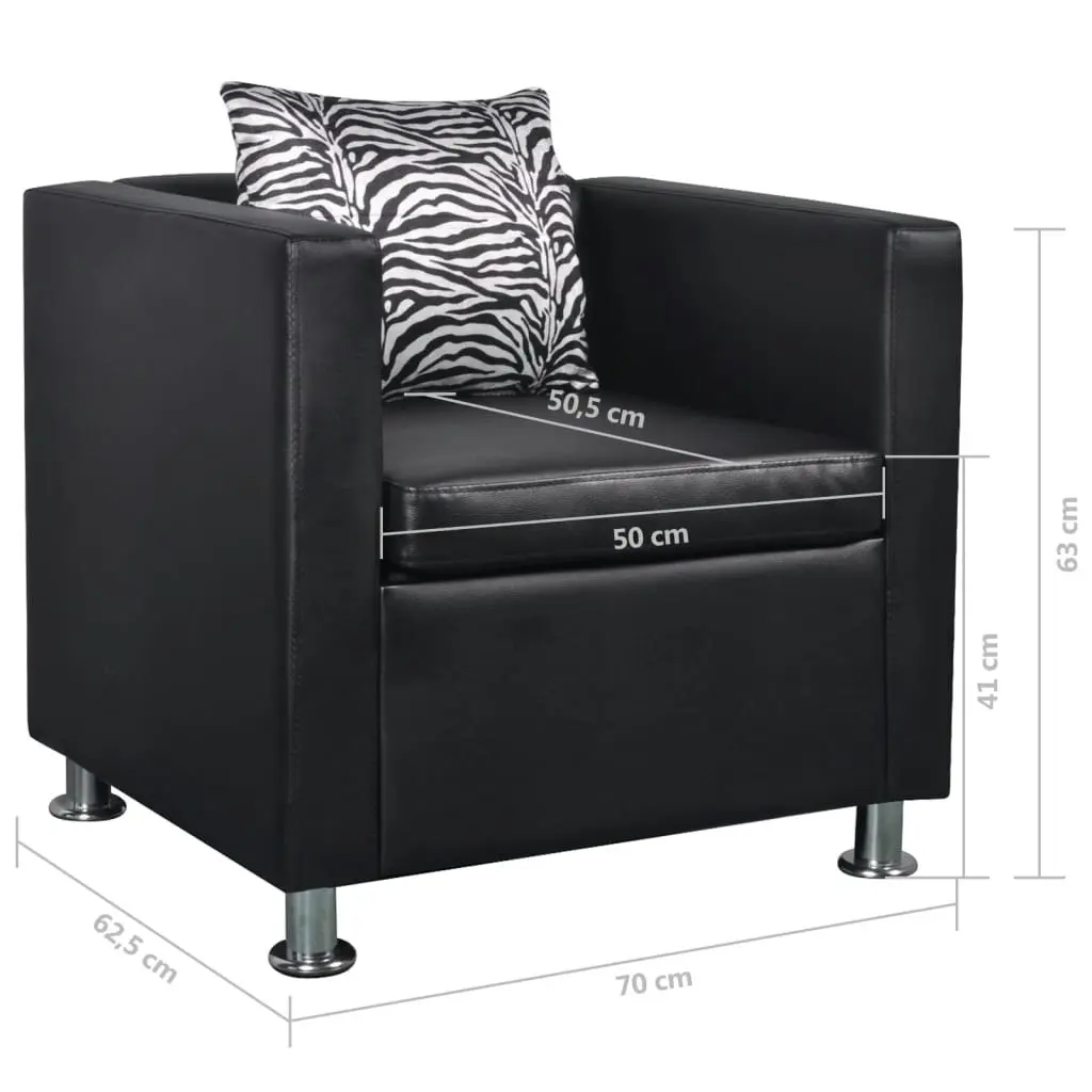 Armchair Black Faux Leather 242210