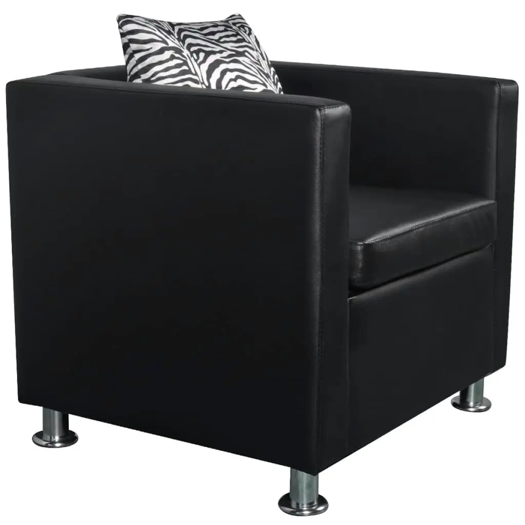 Armchair Black Faux Leather 242210