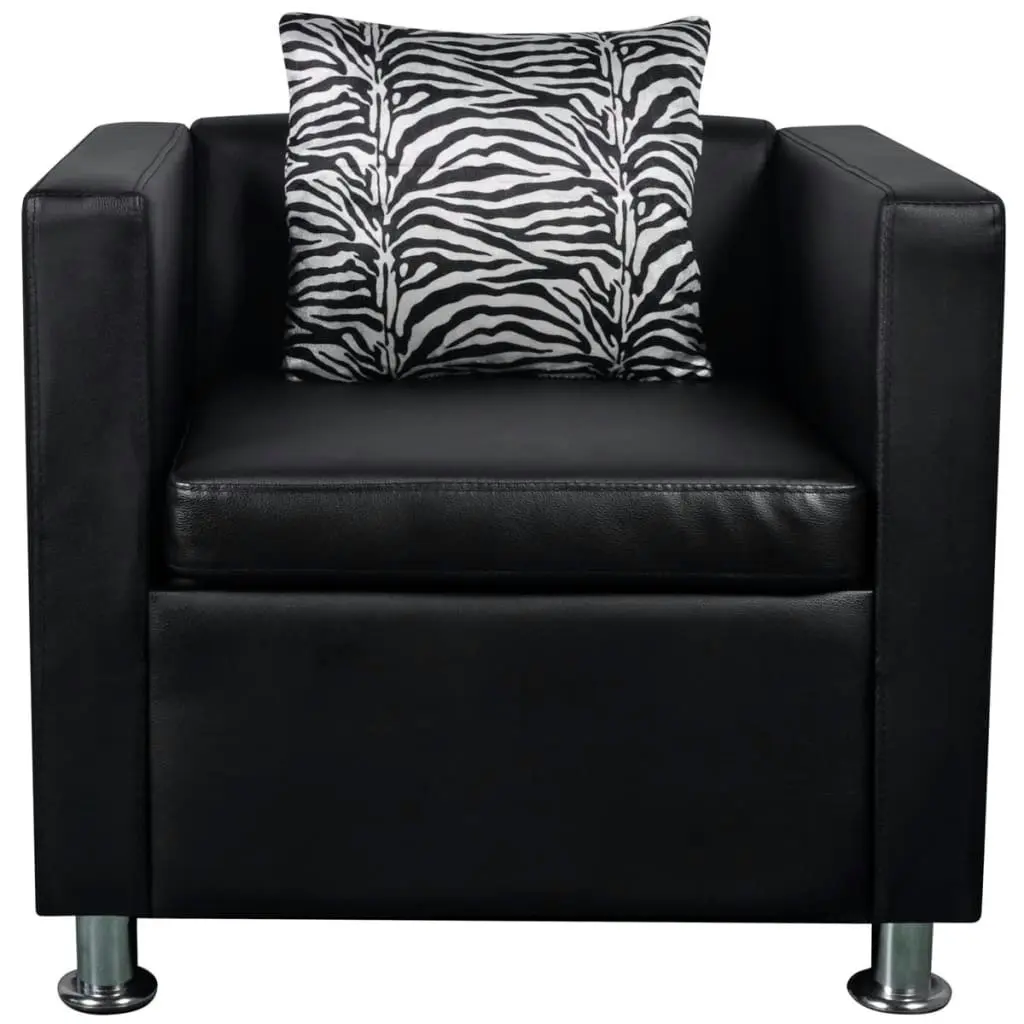 Armchair Black Faux Leather 242210