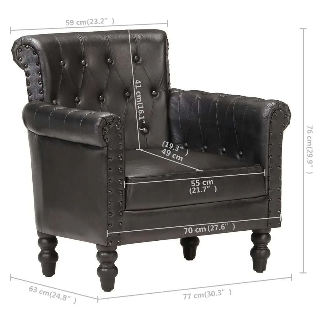 Armchair Black Real Goat Leather 288288