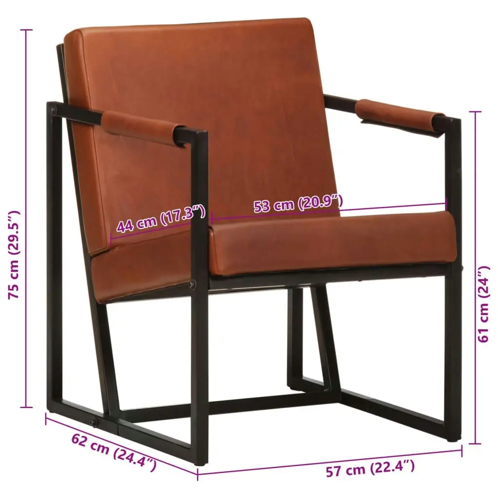 Armchair Brown Real Leather 247800