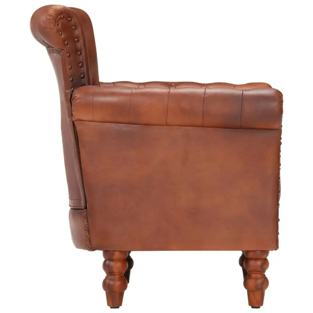 Armchair Brown Real Goat Leather 288287