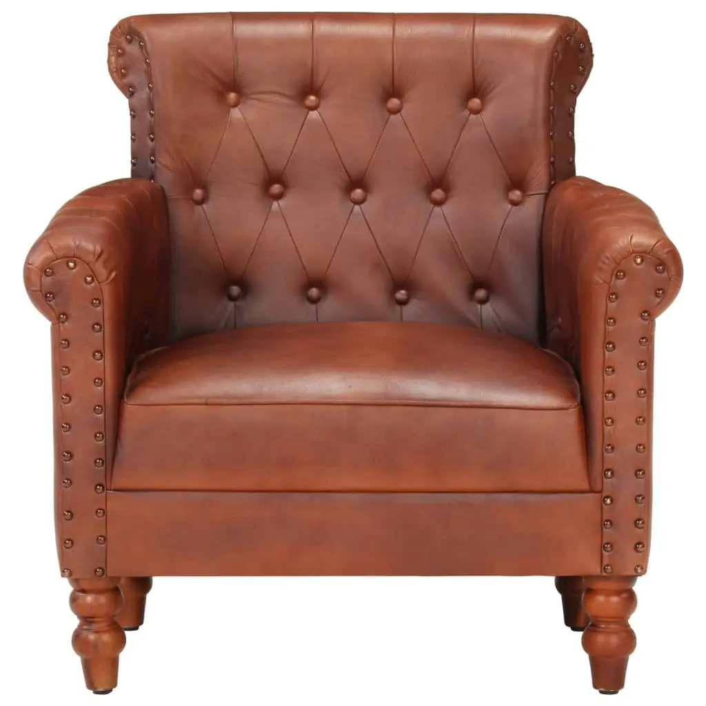 Armchair Brown Real Goat Leather 288287