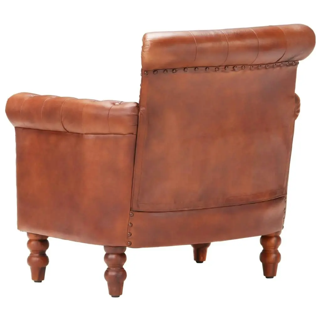 Armchair Brown Real Goat Leather 288287