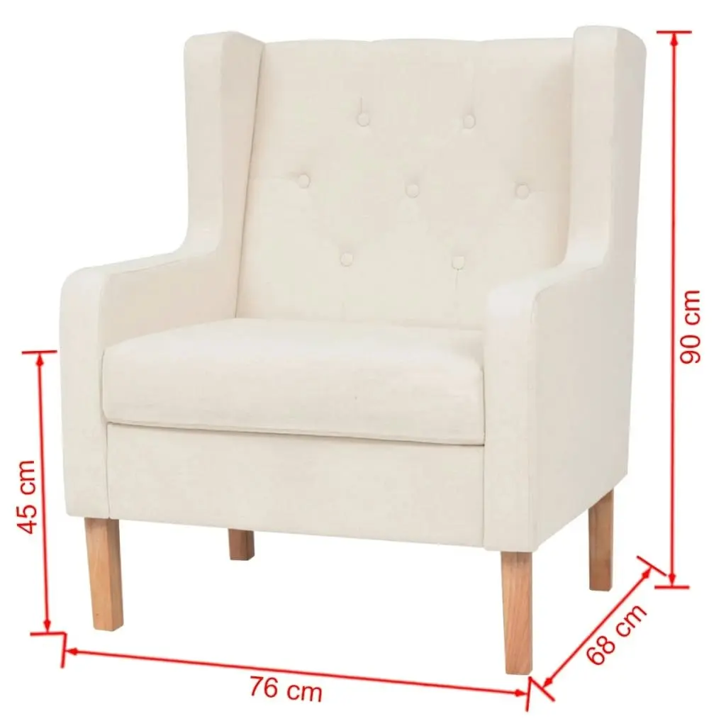 Armchair Cream White Fabric 245449