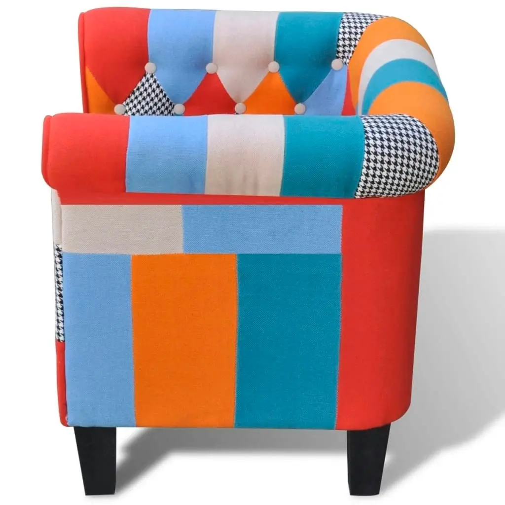 Armchair with Patchwork Design Fabric 241027