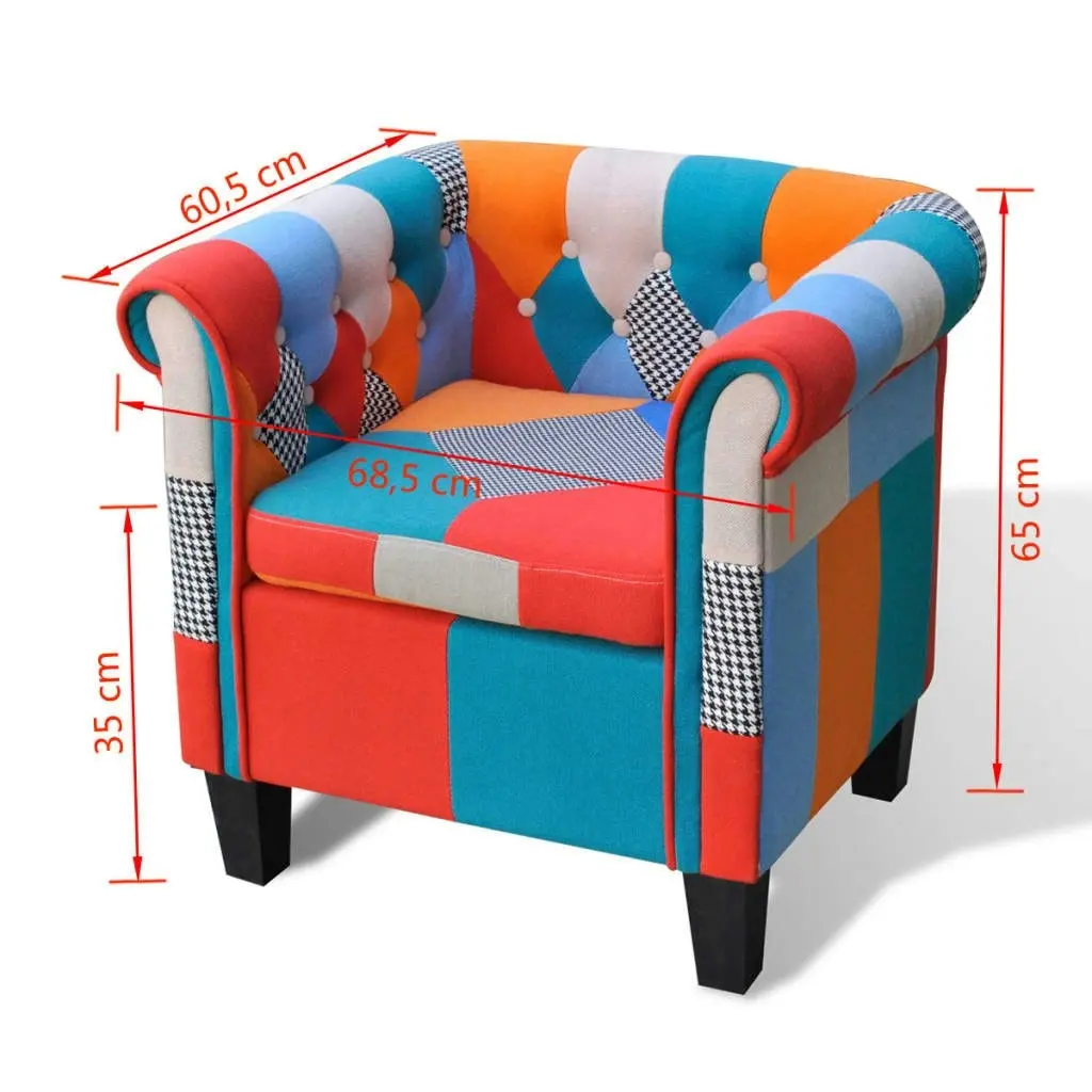 Armchair with Patchwork Design Fabric 241027