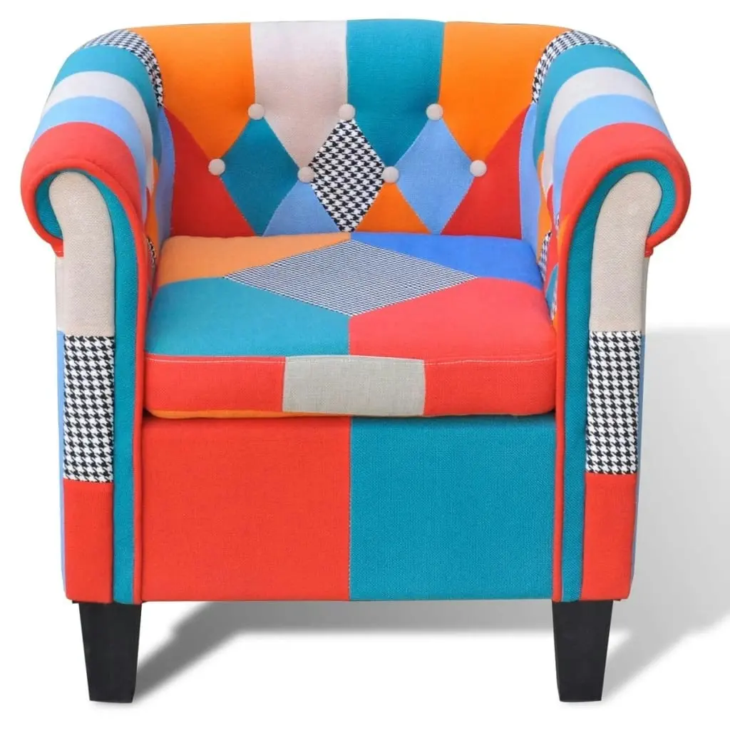 Armchair with Patchwork Design Fabric 241027