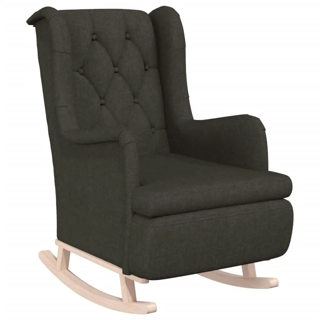 Armchair with Rocking Legs and Stool Dark Grey Fabric 3121273