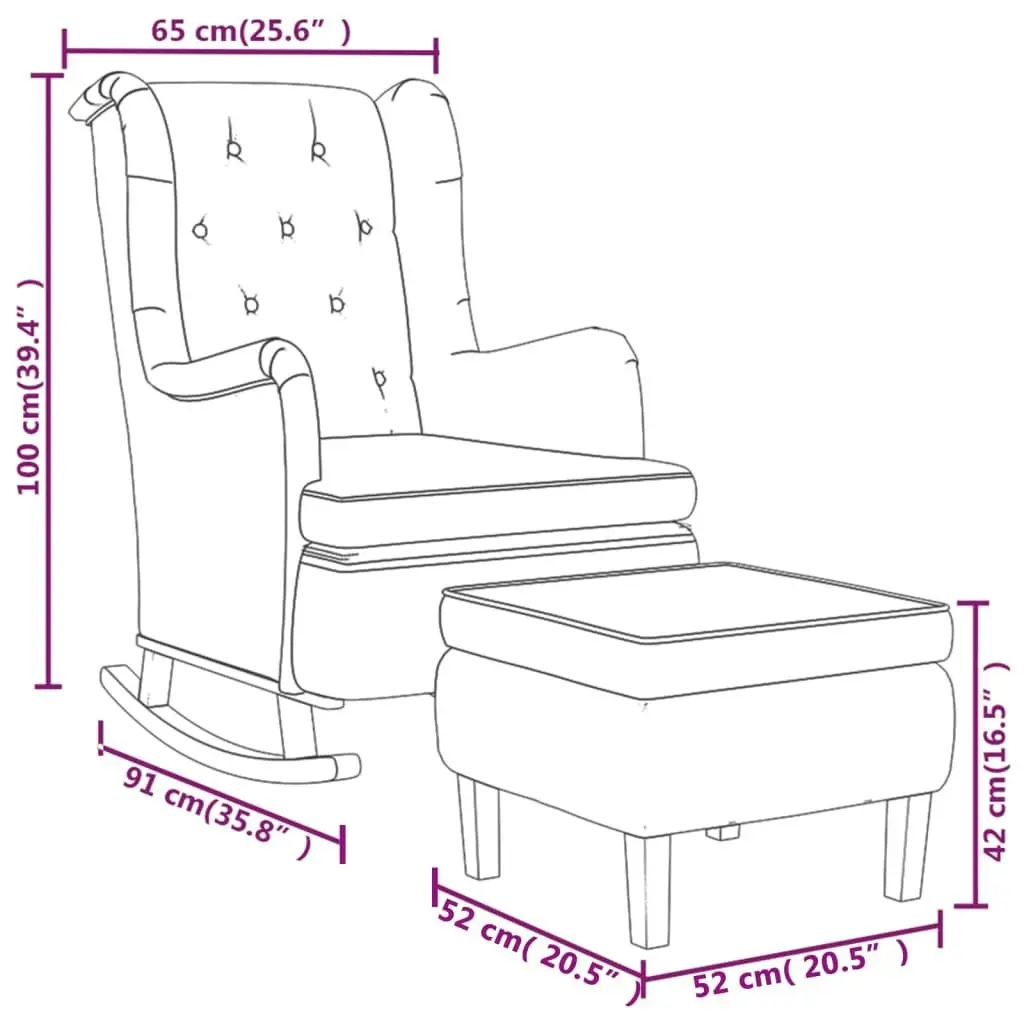 Armchair with Rocking Legs and Stool Dark Grey Fabric 3121273