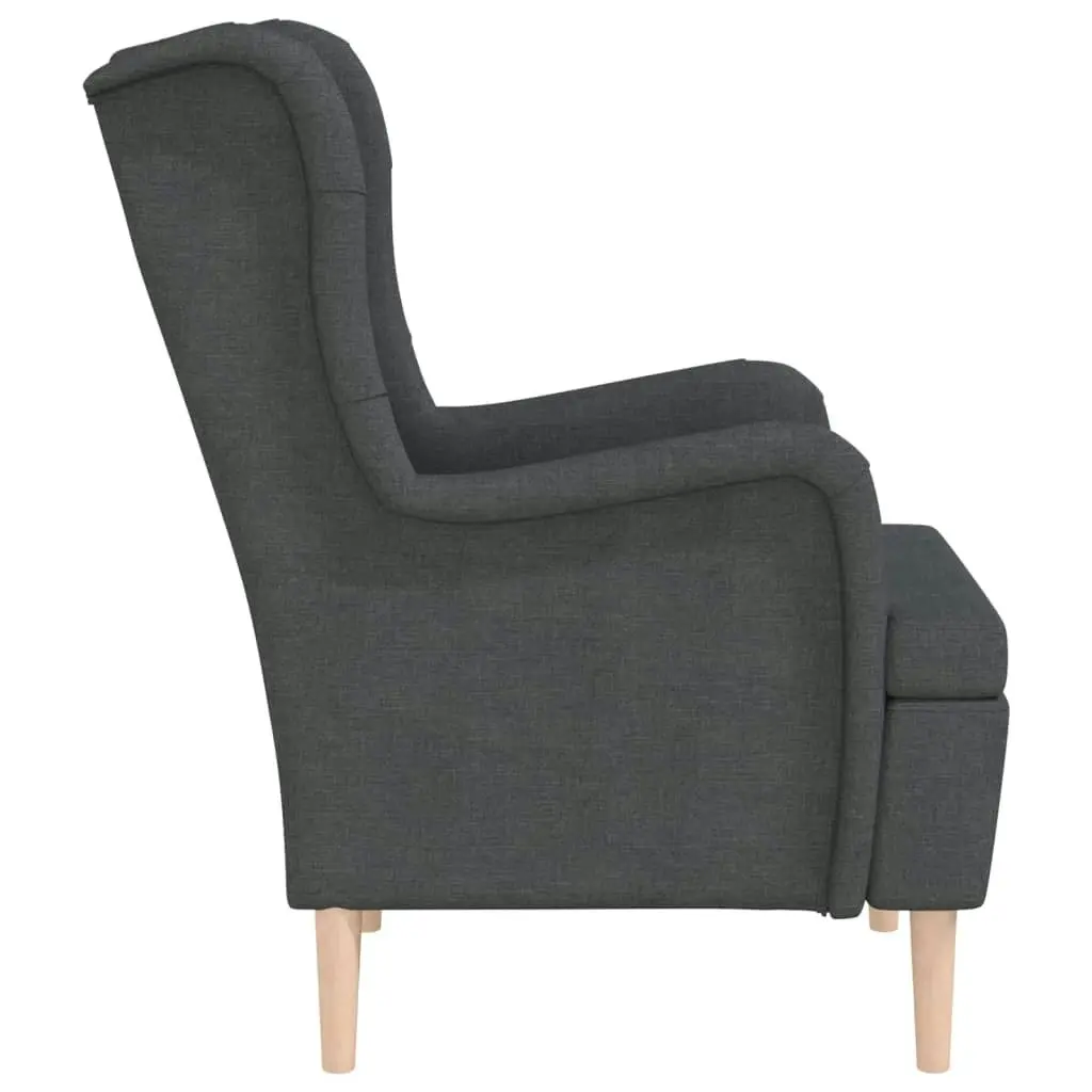 Armchair with Solid Rubber Wood Feet Dark Grey Fabric 329385