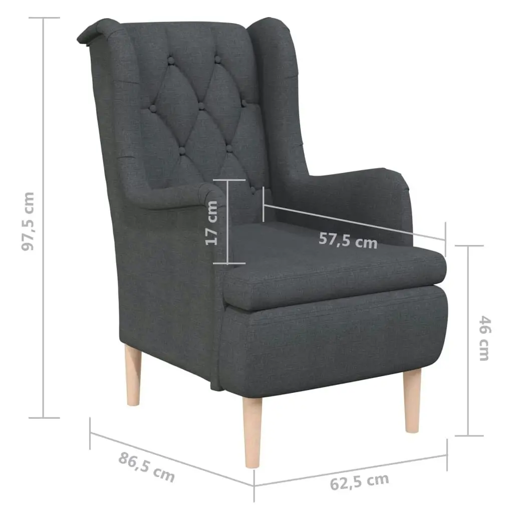 Armchair with Solid Rubber Wood Feet Dark Grey Fabric 329385